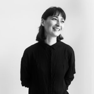 Black and white headshot of Maiya Jensen, a Junior Industrial Designer at Pilotfish